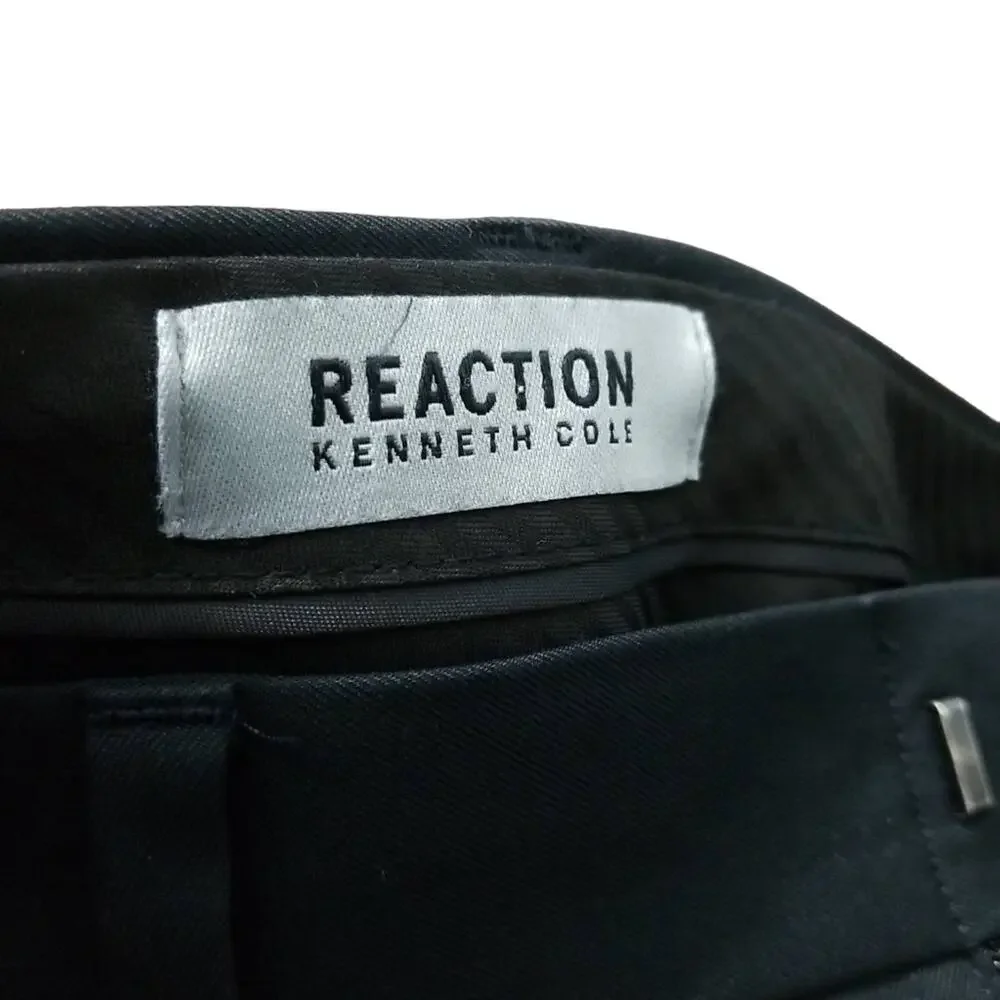 Kenneth Cole Reation Men's Black Flat Front Dress Pants Size 36x32 92220-0233